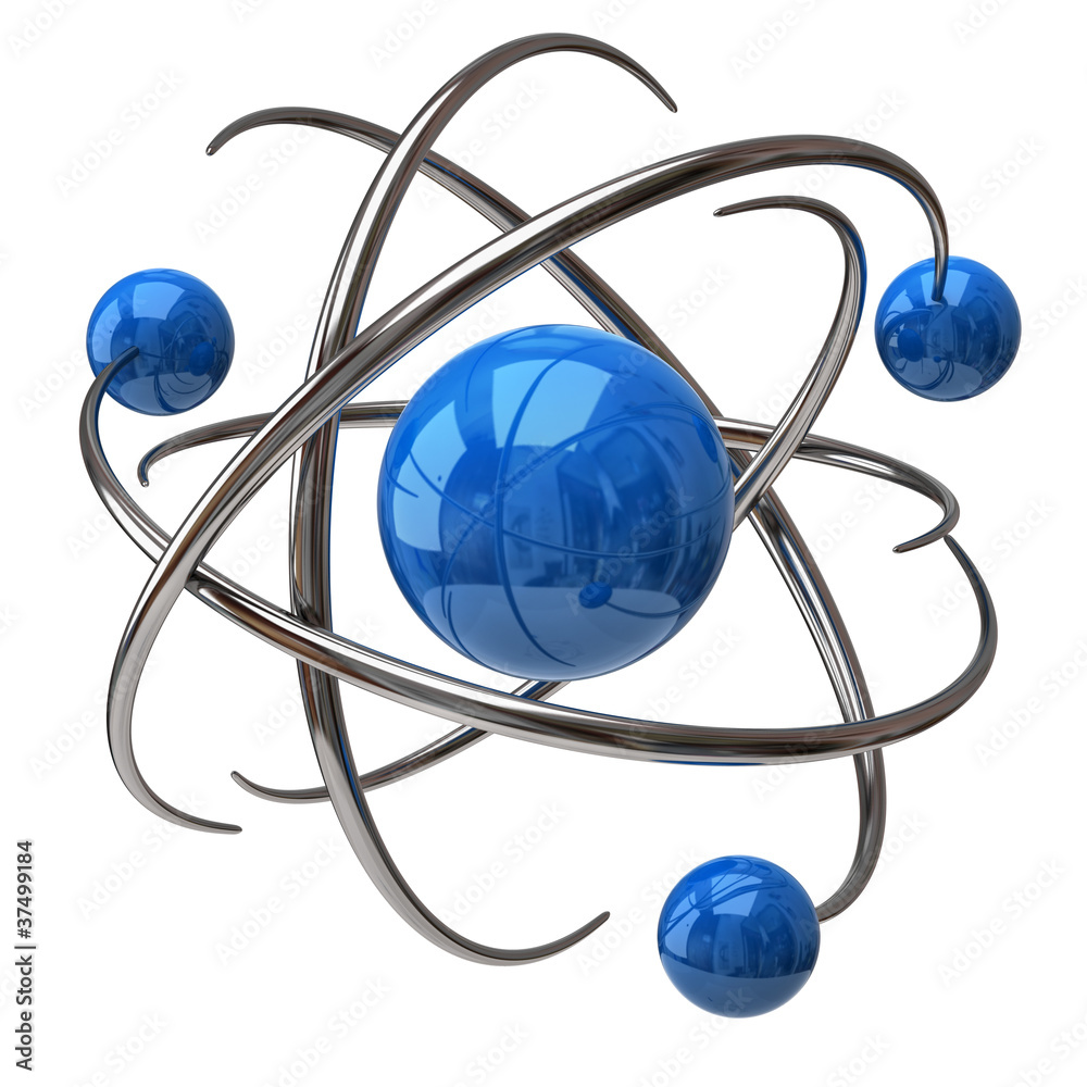 Digital illustration of atom - obrazy, fototapety, plakaty 