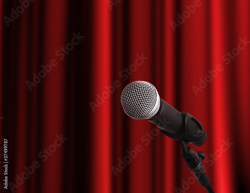 Microphone on a stage with copy space
