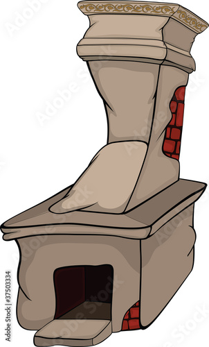 Old rural oven. Cartoon