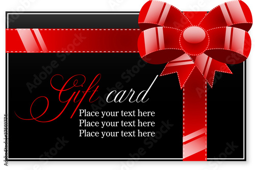 Black gift card with ribbon