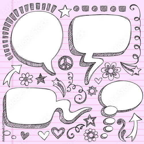 Speech Bubble Frames Sketchy Notebook Doodles Vector