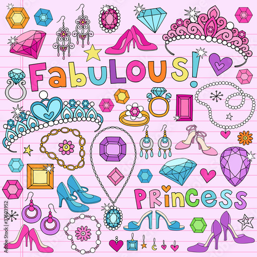 Princess Notebook Doodles Vector Illustration