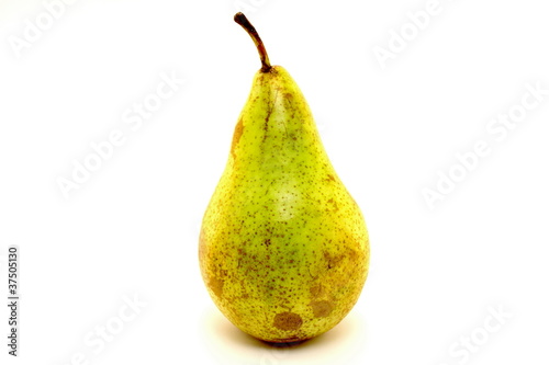 Juicy pear on white background close-up
