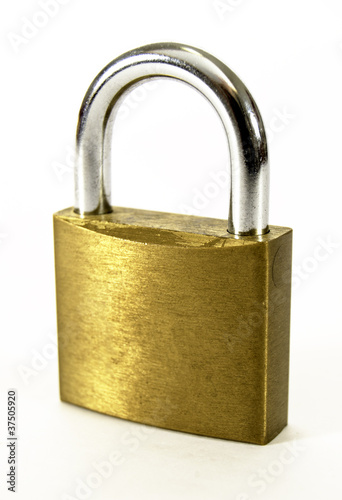 Locked padlock on white background