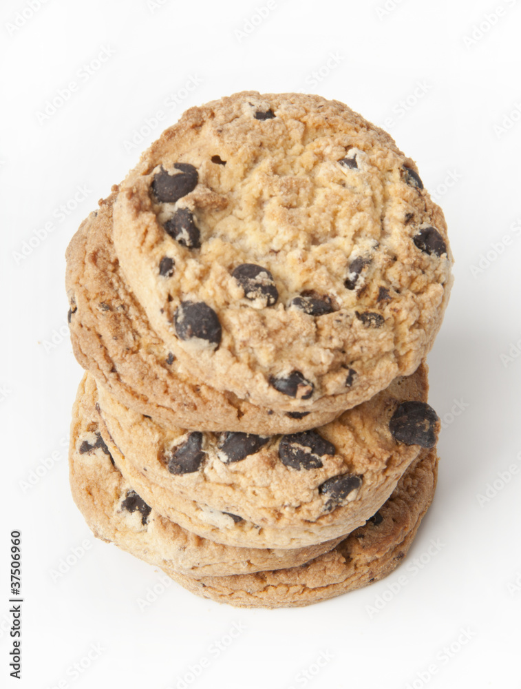 Extreme close-up image of chocolate chips cookies Extreme close-up image of chocolate chips cookies