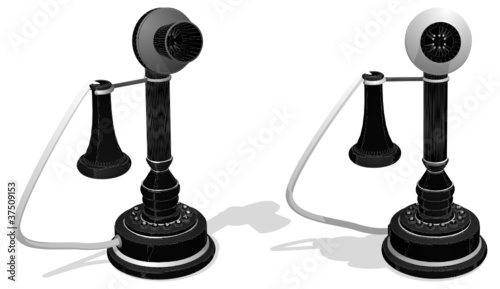 Antique Old Telephone Vector 01