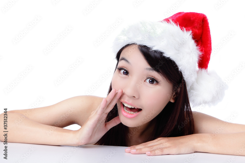 Young Christmas asian beauty Girl talking to you Young Christmas asian beauty Girl talking to you
