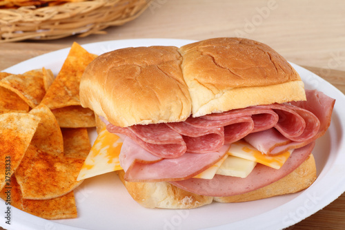 Lunch Meat and Cheese Sandwich