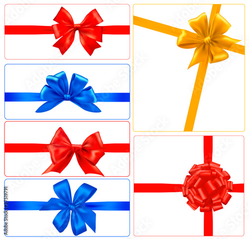 Set of colorful gift bows with ribbons. Vector.