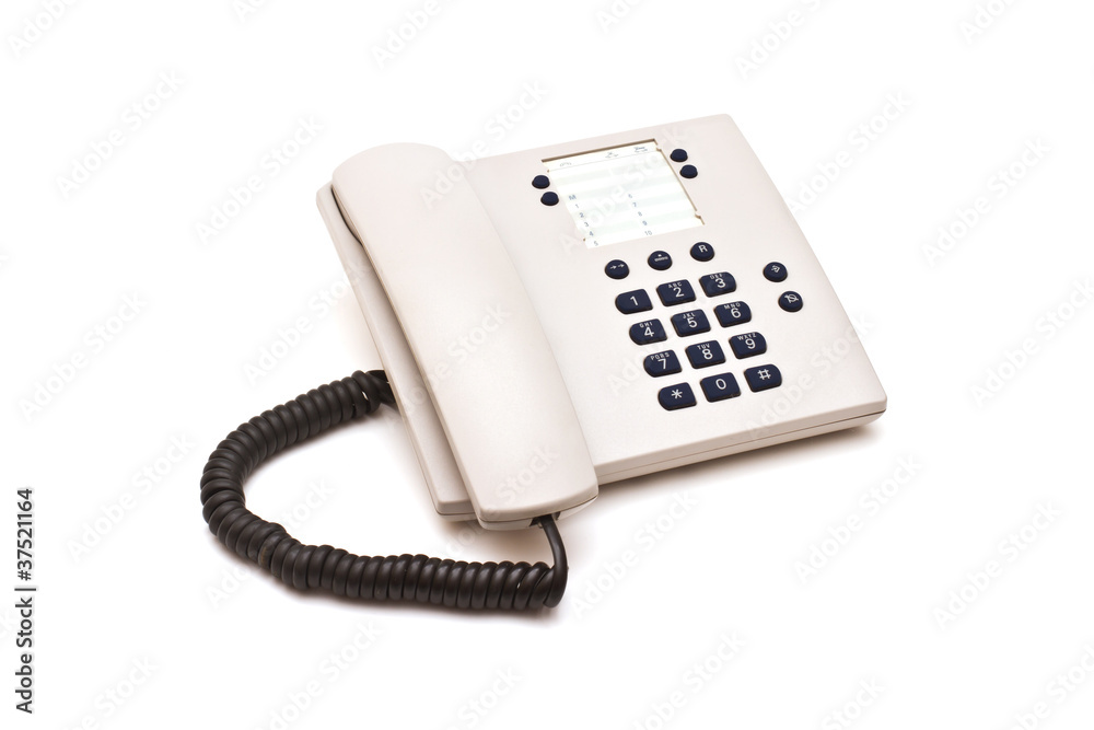 Grey plastic telephone on white background Grey plastic telephone on white background