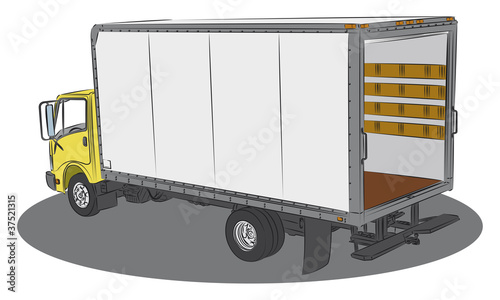 Colored open delivery truck drawing