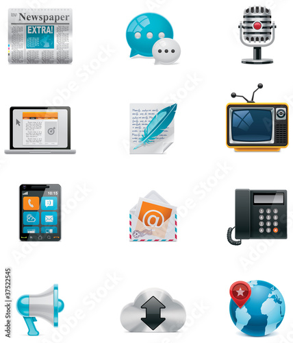 Vector communication and social media icon set. Part 1