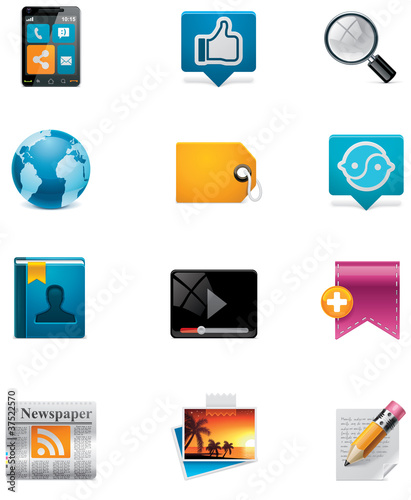 Vector communication and social media icon set. Part 2