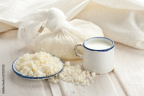 Cottage cheese and milk for breakfast
