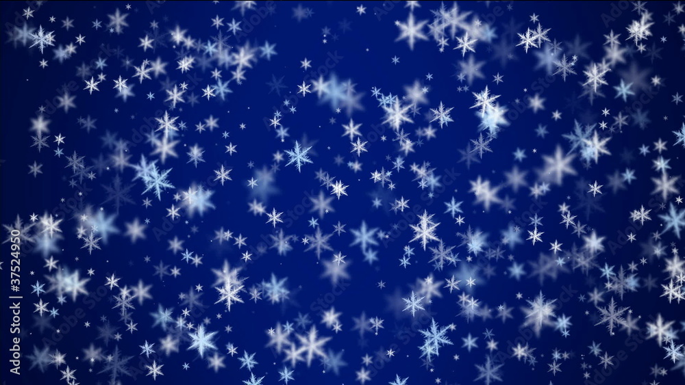falling snow on blue background falling snow on blue background