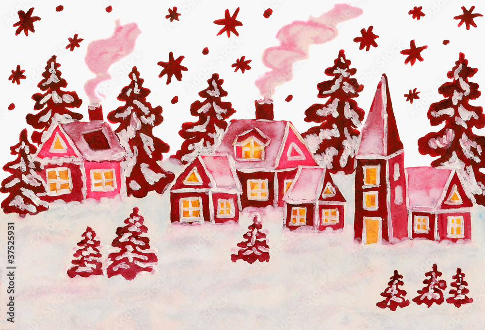 Christmas picture in raspberry pink colours Christmas picture in raspberry pink colours