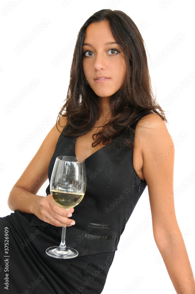 Beautiful female woman / model drinking wine