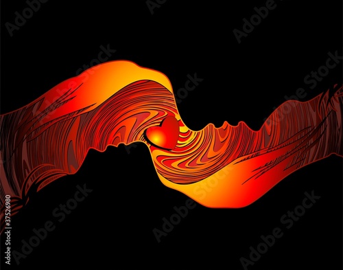 Coppia Amanti Sfondo Fuoco-Lovers on Fire Background-Vector
