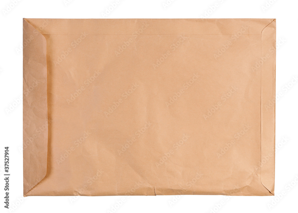 Large used envelope isolated on white background. Large used envelope isolated on white background.