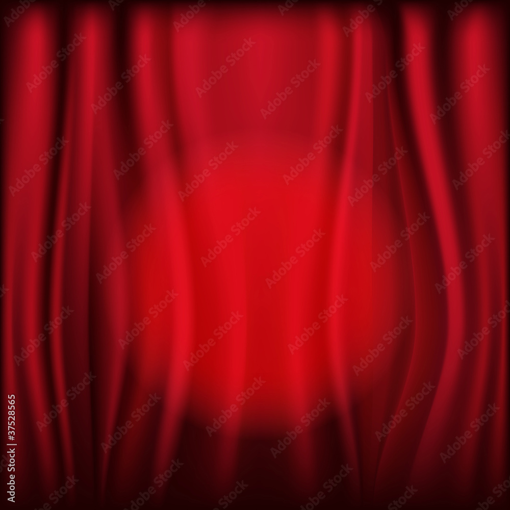 Red Сurtains With Light Circle Red Сurtains With Light Circle