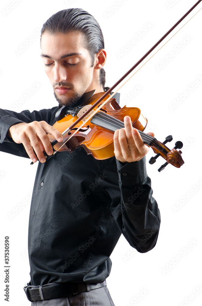Violin player isolated on white Violin player isolated on white