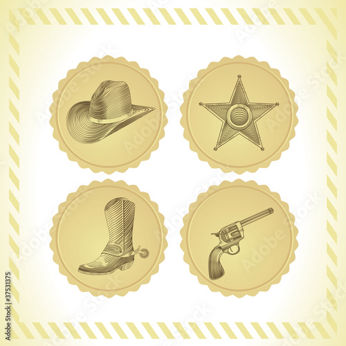 vector cowboy icon set