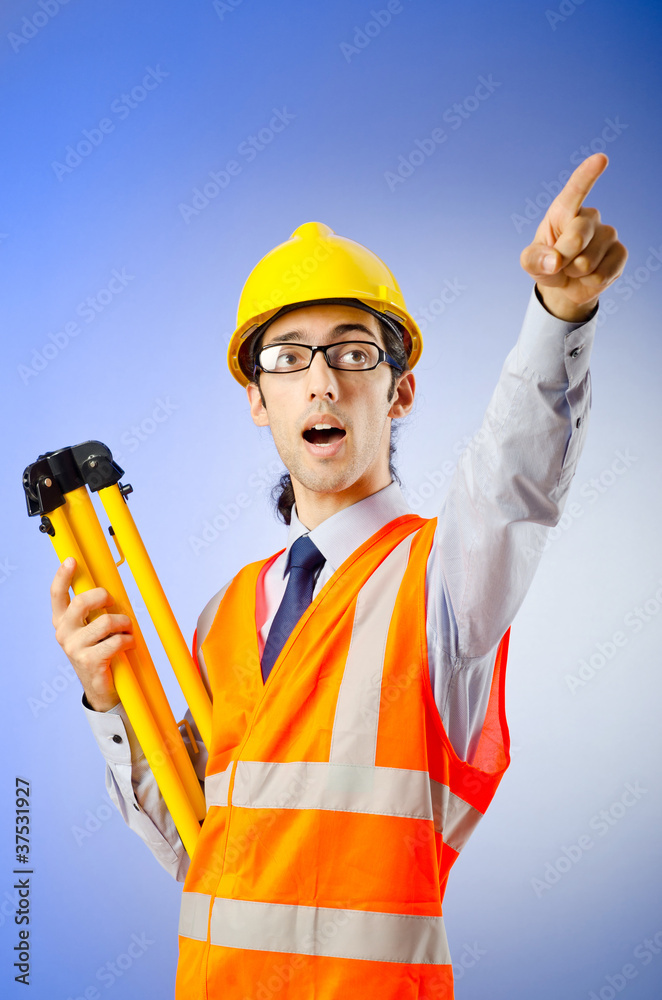 Young construction worker with hard hat Young construction worker with hard hat