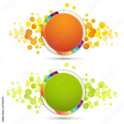Circle backgrounds with rainbow on white