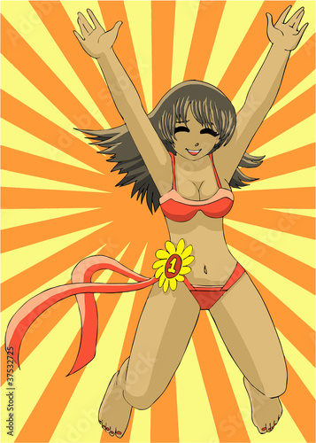 happy bikini girl