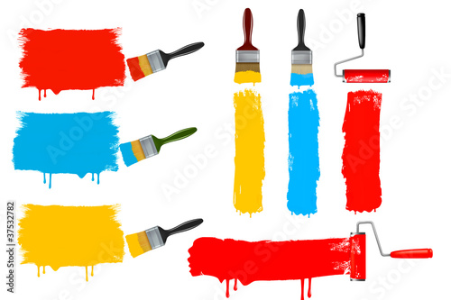 Set of colorful paint roller brushes. vector illustration.