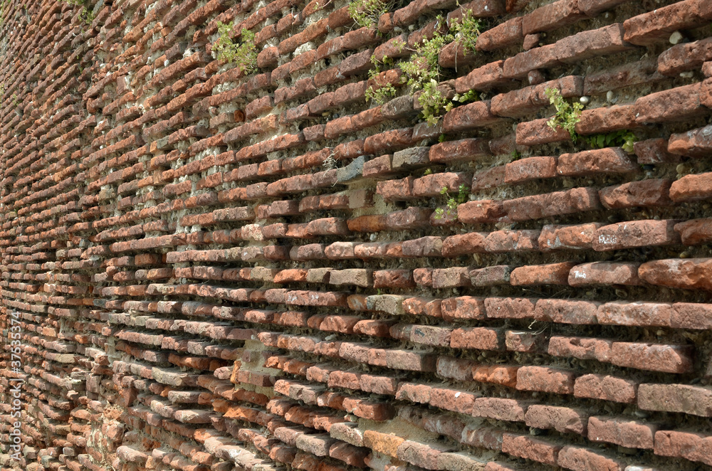 Background of brick wall in perspective