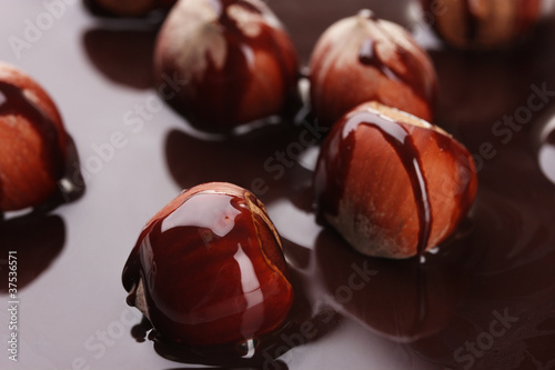 delicious hazelnut and chocolate syrup closeup © Africa Studio