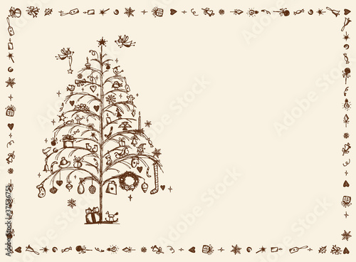 Christmas card, sketch drawing for your design