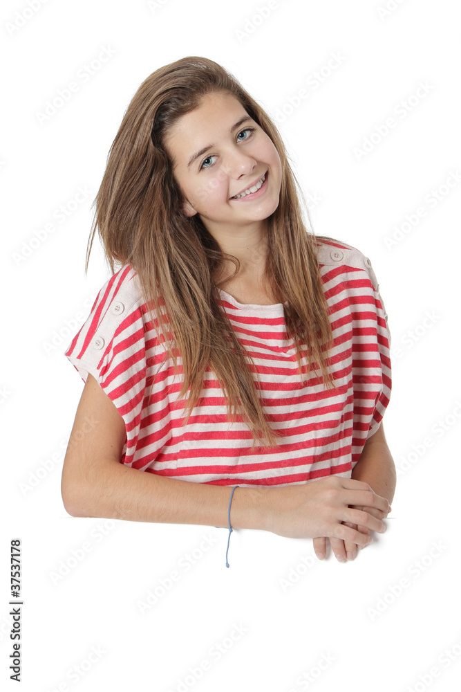 Portrait jeune fille avec panneau Portrait jeune fille avec panneau
