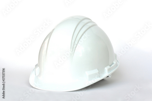 White hard hat on white background