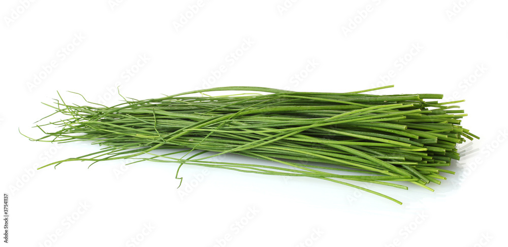 beautiful green onion chives isolated on white beautiful green onion chives isolated on white