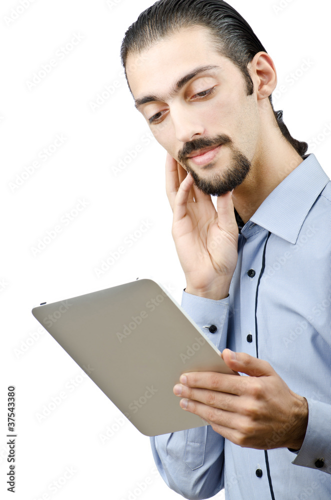 Businessman working on tablet computer Businessman working on tablet computer