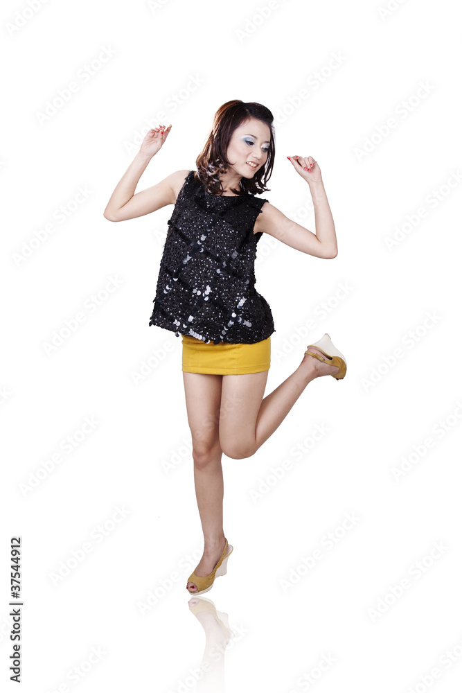 Caucasian Woman Dancing Isolated on White Caucasian Woman Dancing Isolated on White