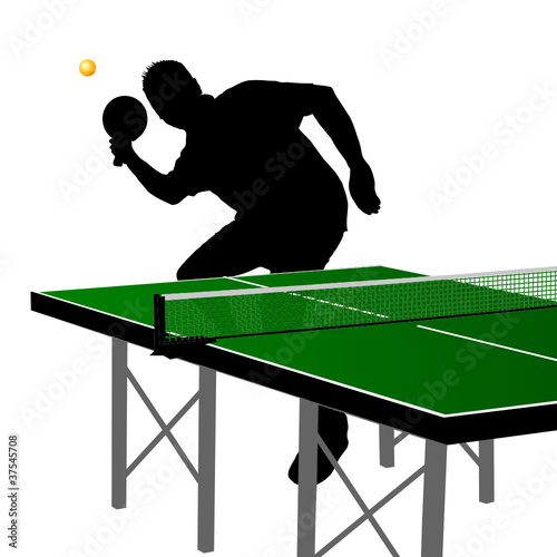 ping pong player silhouette three