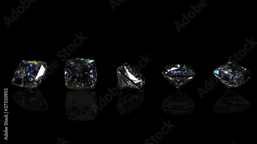 Collection of diamond isolated. Gemstone