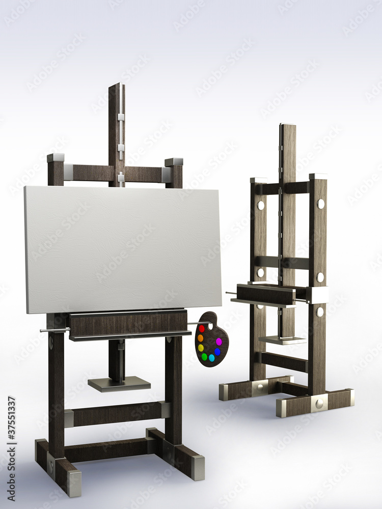 wooden easel with blank canvas isolated wooden easel with blank canvas isolated