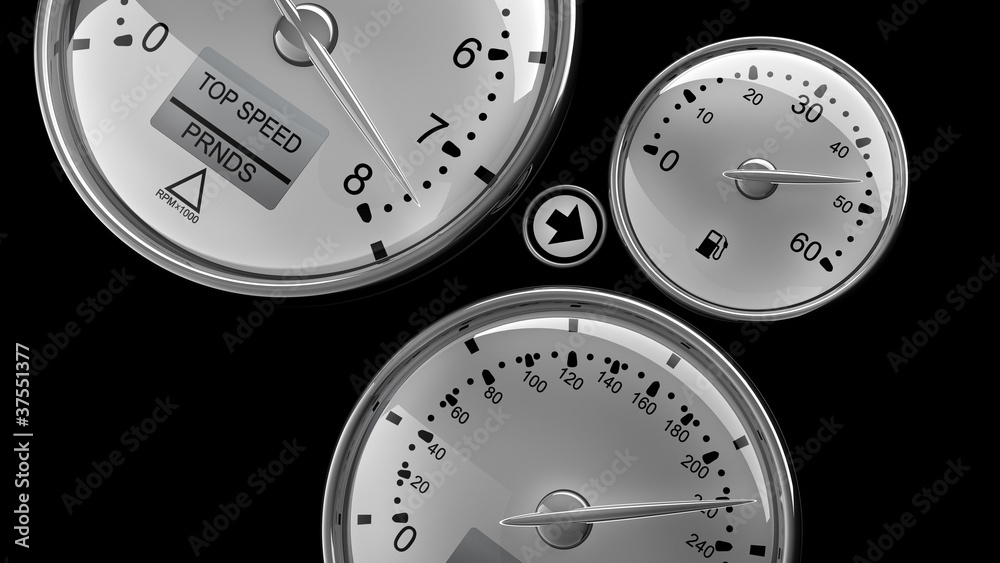 Naklejka premium Dashboard detail 3d on black background ( high resolution )