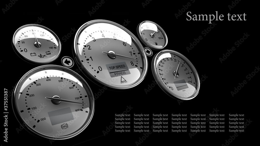 Naklejka premium Dashboard detail 3d on black