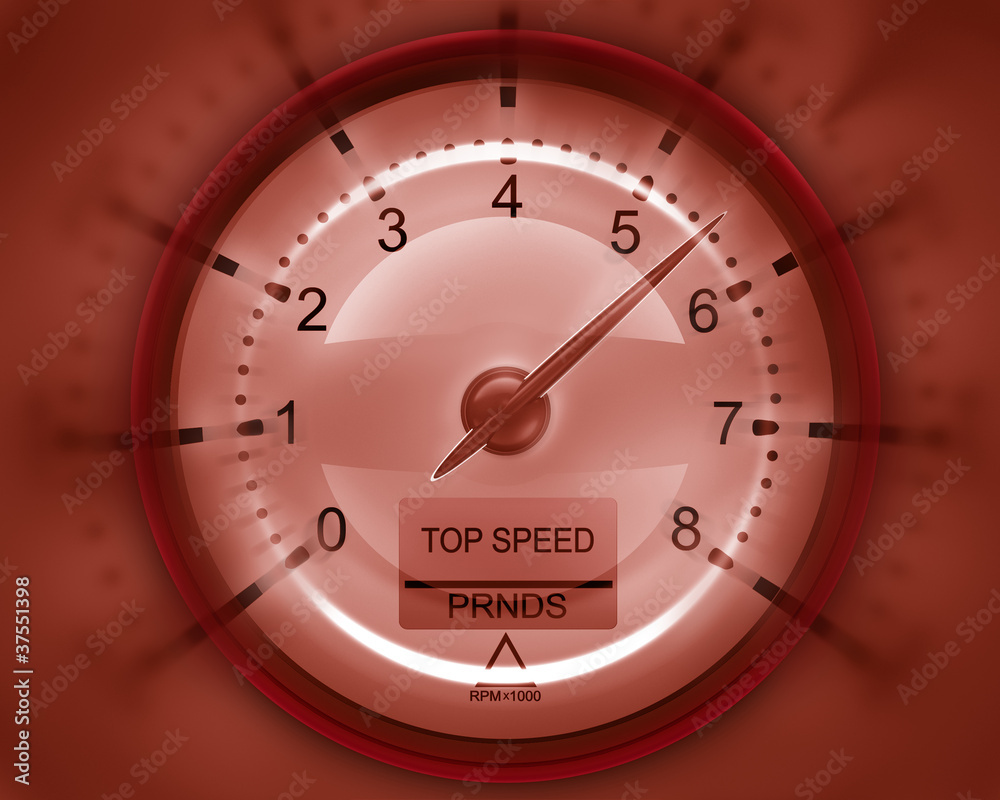 Fototapeta premium Tachometer red 3D render ( high resolution )