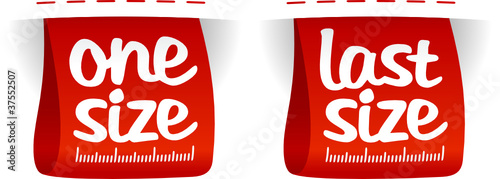 One, last size clothing labels set