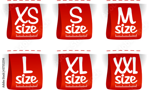 Size clothing labels set