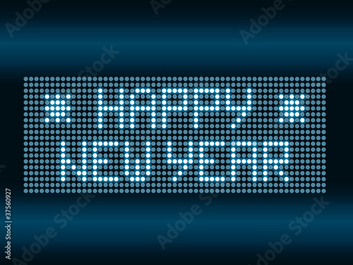 Happy New Year text with editable digital led lighting circles