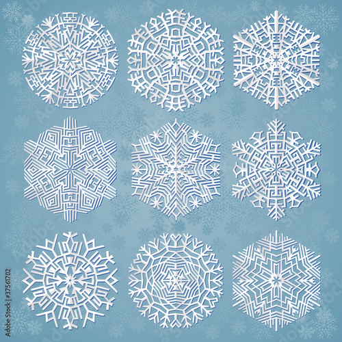 Snowflakes on blue background