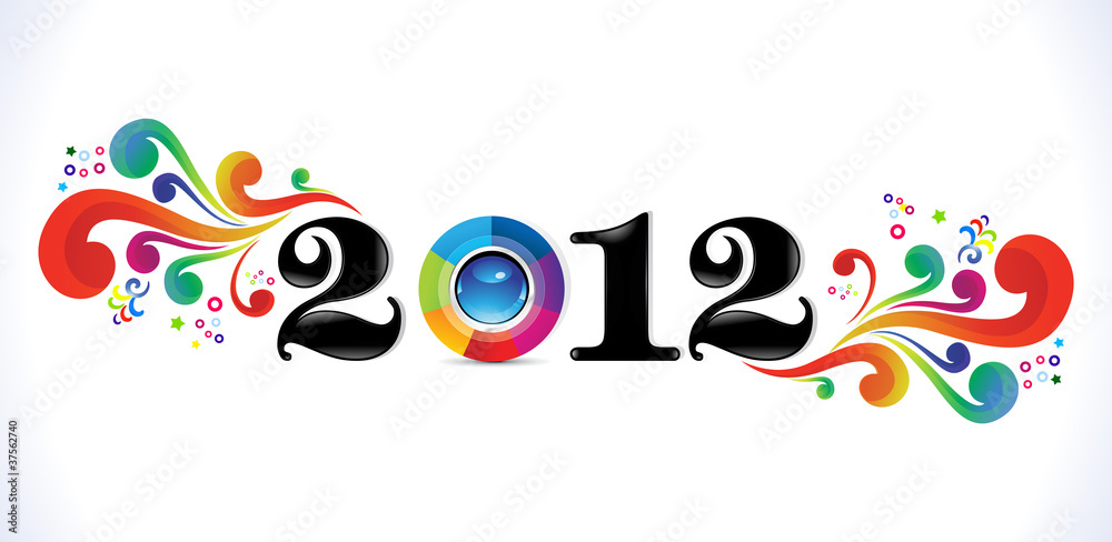 abstract new year text template