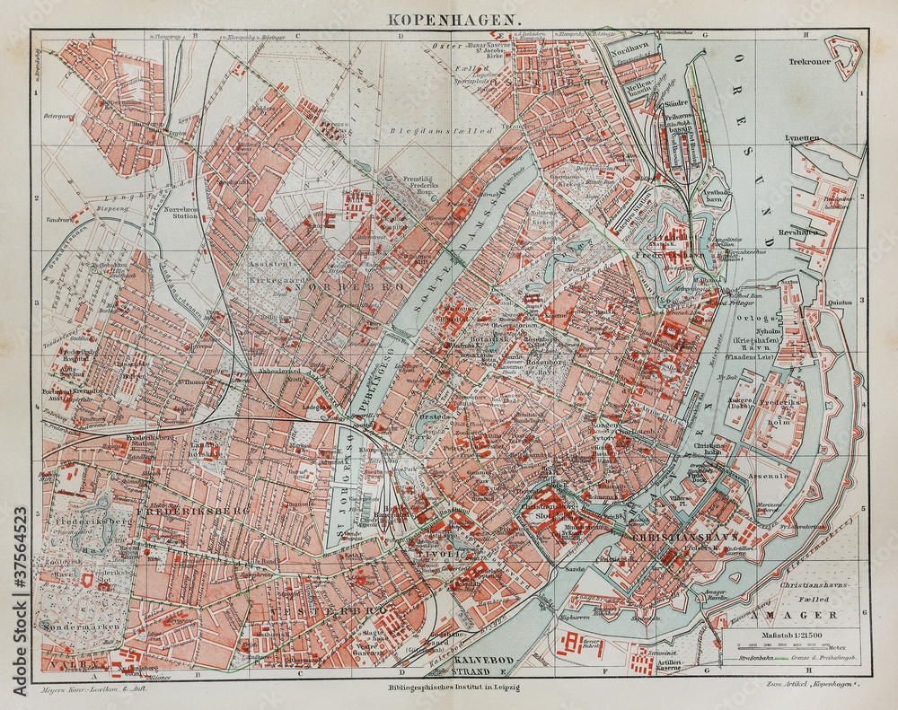 Fototapeta premium Vintage map of Copenhagen